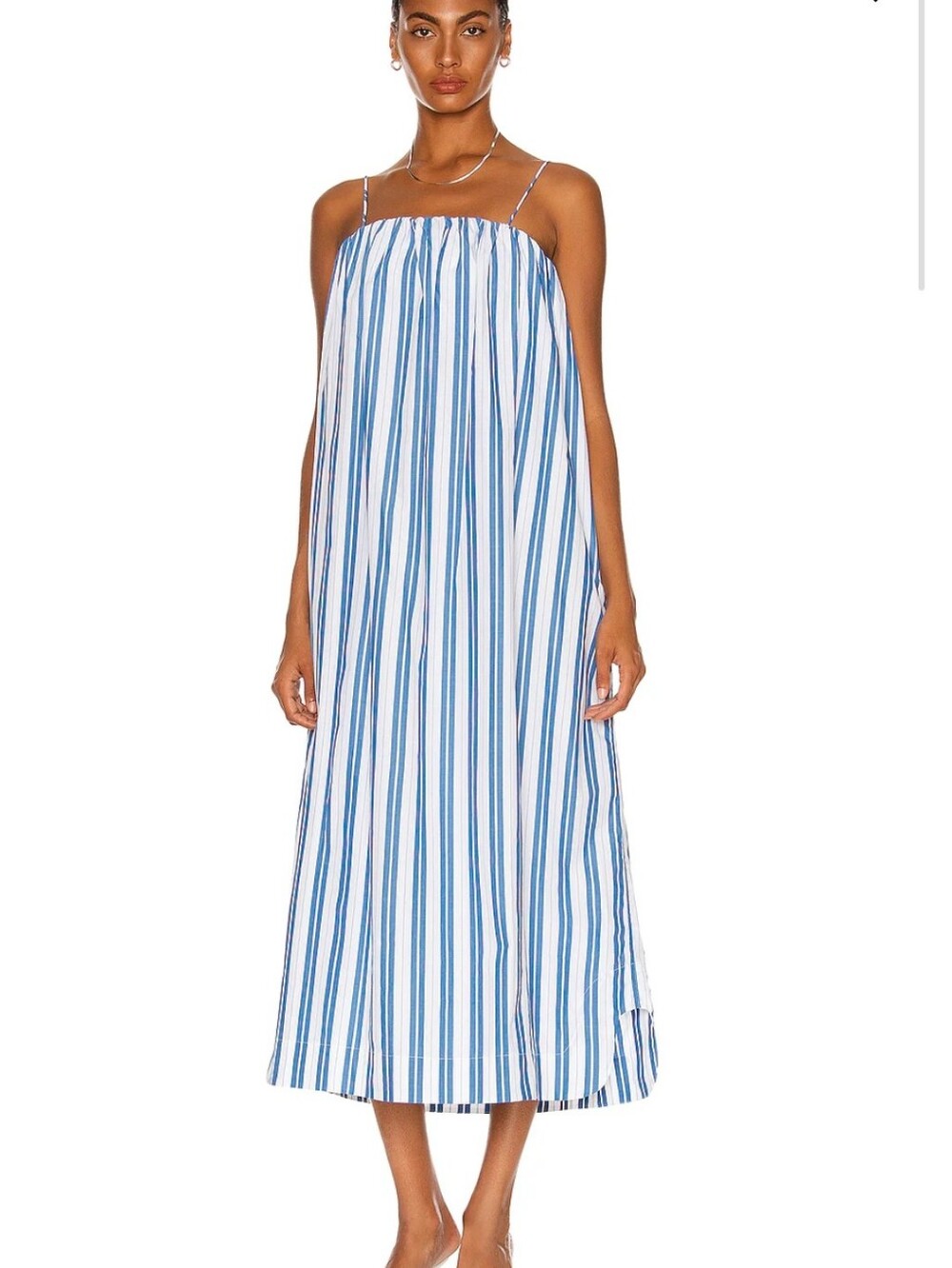 Ganni Organic-Cotton Stripe Midi Dress Size XS